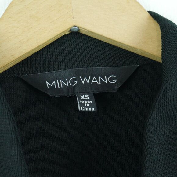 Ming Wang XS Jacket Knit Blazer Black Studded Artsy Elegant Career Office Modern - Picture 2 of 8